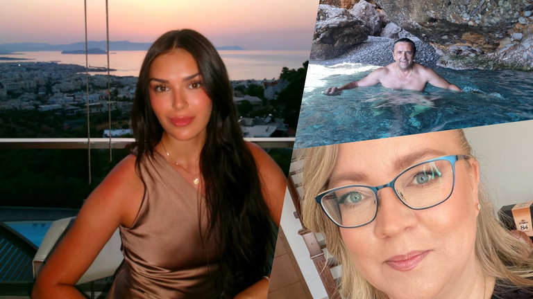 Sarah Dzafce vanhempiensa Nina ja Lakis Dzafcen kanssa